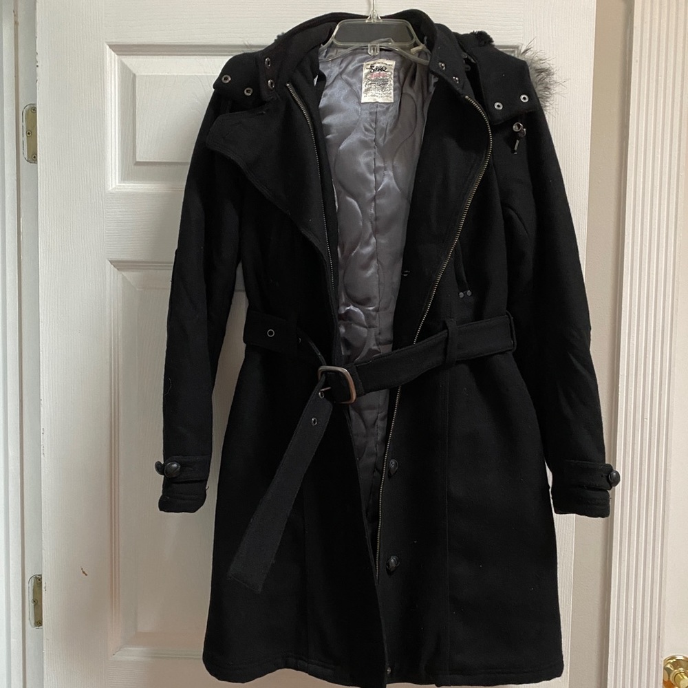 Triple Five Soul wool jacket with fur hat size xs